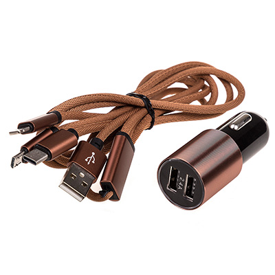 AK06BROWN — Зарядное устройство 12/24V MICROUSB/TYPEC/LIGHTNING USBX2 (1.0а 2.4а) SKYWAY