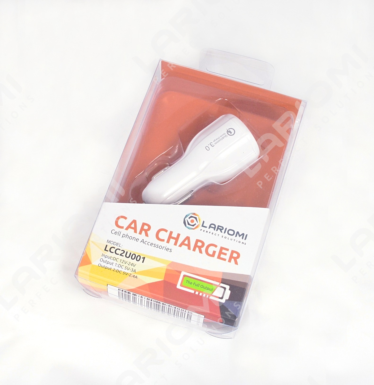 LCC2U001 — Автомобильный USBадаптер 2XUSB, 12B/24B, 3A/2,4A (поддержка быстрой зарядки QC 3.0) LARIOMI