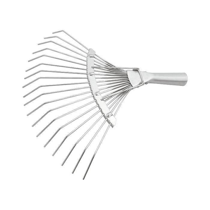 61780 — Грабли веерные стальные, 360 мм, 18 круглых зубьев, оцинкованные, без черенка, Россия СИБРТЕХ