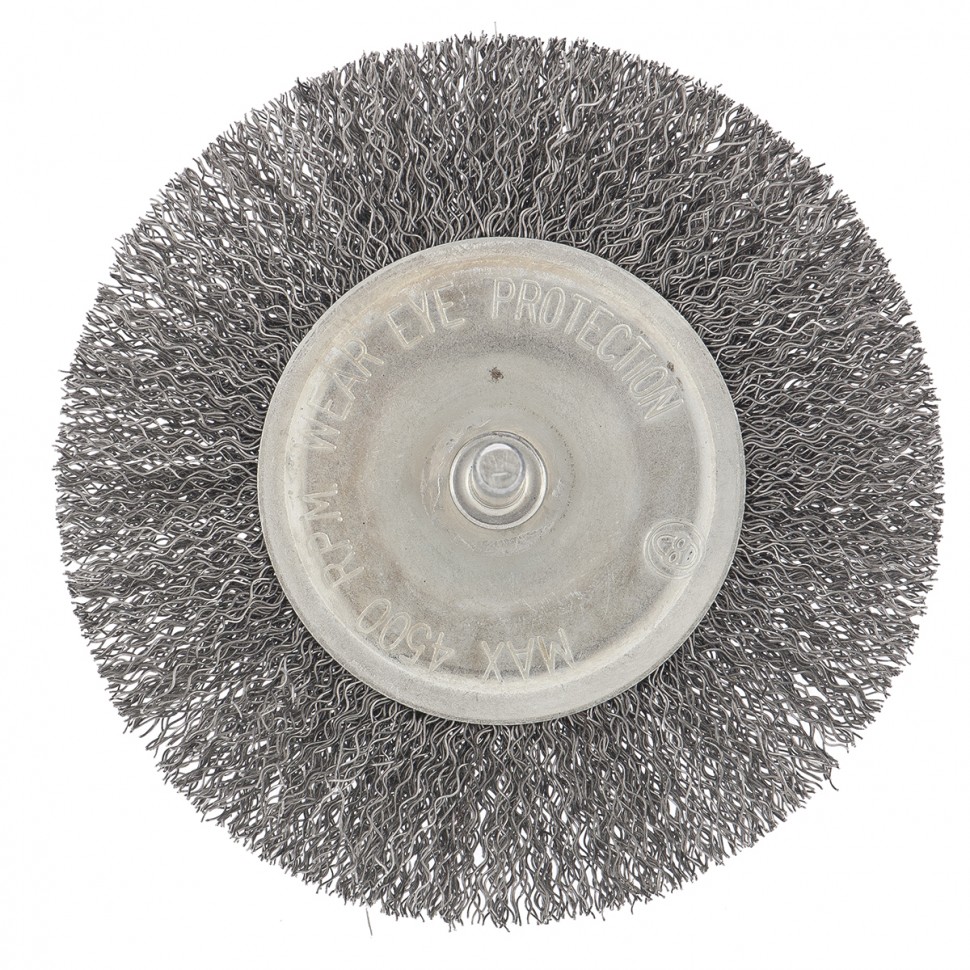 744507 — Щетка для дрели 100 мм, плоская со шпилькой, витая проволока 0,3 мм СИБРТЕХ