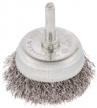 744757 — Щетка для дрели, 50 мм, "чашка" со шпилькой 6 мм, витая проволока, 0,3мм СИБРТЕХ