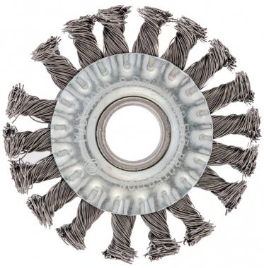 746307 — Щетка для УШМ, 100 мм, посадка 22,2 мм, Плоская, крученая проволока 0,5 мм СИБРТЕХ