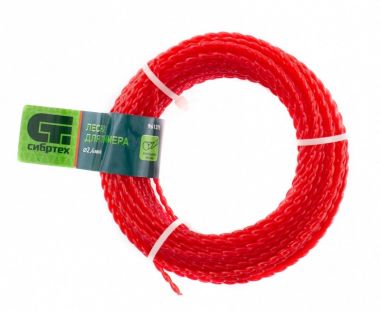 961375 — Леска для триммера овальная витая, 2,4 мм х 15 м, россия// сибртех СИБРТЕХ