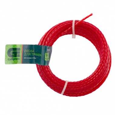 961755 — Леска для триммера квадратная витая, 2,4 мм х 10 м, россия// СИБРТЕХ