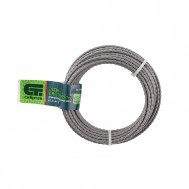 961995 — Леска для триммера квадратная витая, армир. алюминием, 2,4 мм х 10 м СИБРТЕХ