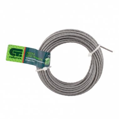 962005 — Леска для триммера квадратная витая, армир. алюминием, 3,0 мм х 10 м, СИБРТЕХ