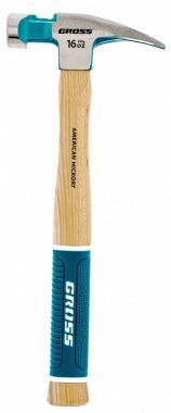 10418 — Молоток-гвоздодер,450 г, угол 75, магнит, обрезиненная рукоятка AMERICAN HICKORY GROSS