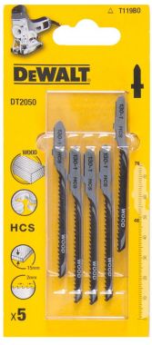 DT2050QZ — Пилка для лобзика DEWALT DT2050, по дереву, 5 шт. DEWALT