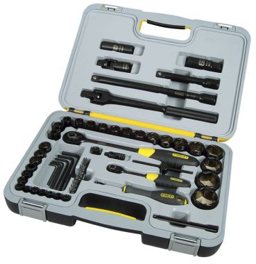 194663 — Набор торцевых головок 1/4 и 1/2 с черным хромированием BLACK CHROME (60 предметов) STANLEY