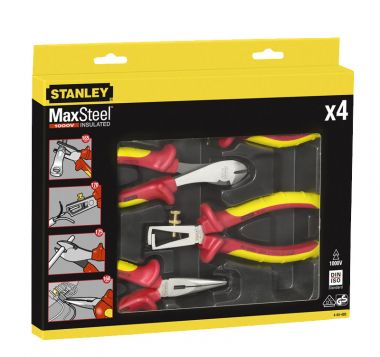 484489 — Набор из плоскогубцев и кусачек электрика MAXSTEEL VDE 1000V (4 предмета: 84000,003,006,010) STANLEY