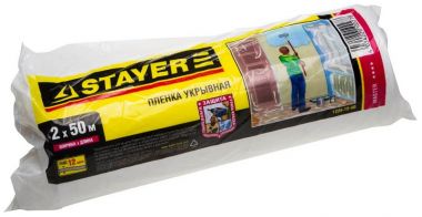 12251550 — Пленка STAYER MASTER защитная укрывочная, HDPE, в рулоне, 12 мкм, 2 х 50 м STAYER