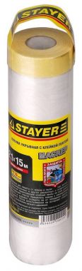 1225521015 — Пленка STAYER PROFESSIONAL защитная с клейкой лентой маскер, HDPE, 9мкм, 2,1х15м STAYER