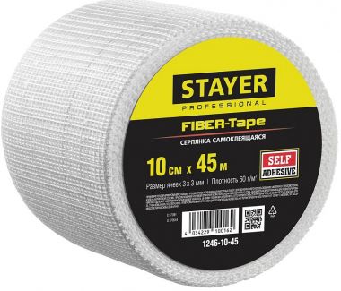 12461045 — Серпянка самоклеящаяся FIBERTAPE  10 см х 45м  STAYER PROFESSIONAL 12461045 STAYER