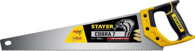 151045Z02 — Ножовка универсальная (пила) COBRA 7 450 мм, 7 TPI, универс. зуб, рез вдоль и поперек волокон, для средних заготовок, фанеры, дсп, мдф, STAYER STAYER