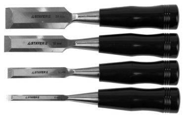 1805H4Z01 — Набор STAYER стамески STANDARD с пластмассовой ручкой  6  12  18  24мм  4шт STAYER