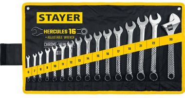 27092H16 — Набор комбинированных и разводных гаечных ключей  STAYER