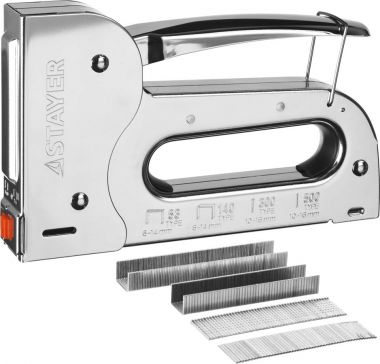31515Z01 — Степлер для скоб 6в1: тип 53  614 мм  / 140  614 мм  / 13  614 мм  / 53F  614 мм  / 300  16 мм  / 500  16 мм   STAYER STAYER