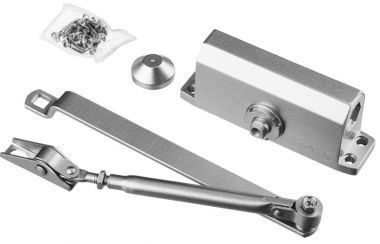 37915100 — Доводчик дверной STAYER  для дверей массой до 100 кг  цвет серебро STAYER