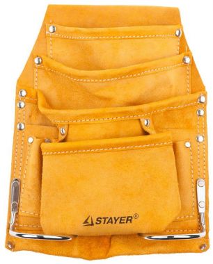 38505 — Сумка поясная STAYER MASTER для инструментов  кожаная  8 карманов  2 скобы STAYER
