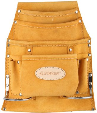38517 — Сумка поясная STAYER PROFESSIONAL для инструментов  кожаная  10 карманов  2 скобы STAYER