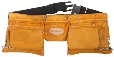 38520 — Пояс STAYER PROFESSIONAL для инструментов  кожаный  11 карманов  2 скобы STAYER