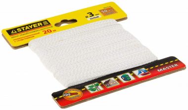 5041003020 — Шнур STAYER MASTER хозяйственнобытовой  полипропиленовый  вязанный  с сердечником  белый  D 3  20м STAYER