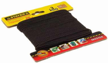 5041103020 — Шнур STAYER MASTER хозяйственнобытовой  полипропиленовый  вязанный  с сердечником  черный  D 3  20м STAYER