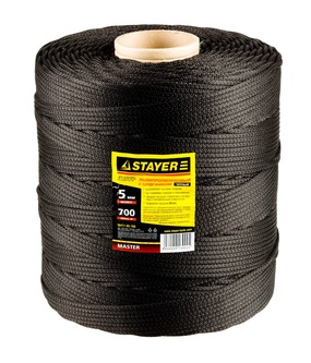 5041105700 — Шнур STAYER MASTER хозяйственнобытовой  полипропиленовый  вязанный  с сердечником  черный  D 5  катушка 700м STAYER