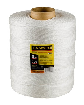 5042005700 — Шнур STAYER STANDARD хозяйственнобытовой  полипропиленовый  вязанный  без сердечника  белый  D 5  катушка 700м STAYER