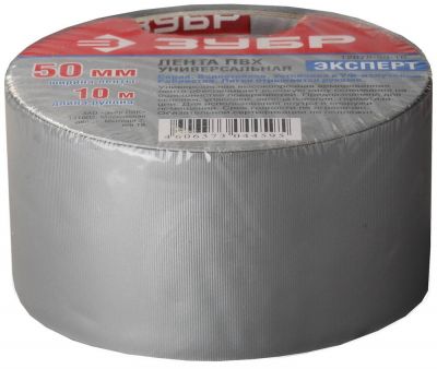 120755010 — Клейкая лента рефил  зубр профессионал 120755010  универсальная  рифленая  водоотталкивающая  устойчивая к уф. 50 мм х 10 м  серебристая ЗУБР
