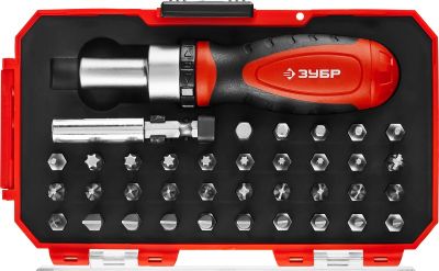 25164H37 — Зубр. набор: отвертка с насадками  CRV сталь  в компактном боксе ЗУБР