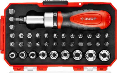 25165H38 — Зубр. набор: отвертка с насадками  CRV сталь  в компактном боксе ЗУБР