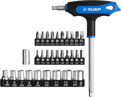 25236H30Z01 — Набор зубр эксперт: отвертки  битодержатель с тобразной двухкомпонентной рукояткой  CRV  31 предмет ЗУБР