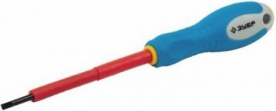 2526130075 — Зубр профи электрик. отвертка CRV  трехкомпонент рукоятка  высоковольтная до 1000в  SL  3 0X75 мм ЗУБР
