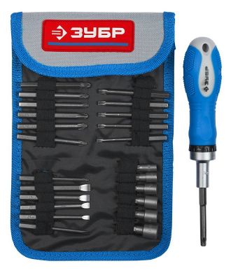 25281H25 — Набор зубр отвертка эксперт реверCивная  2хкомп. ручка  биты 65мм  торцовые головки  25пред. ЗУБР
