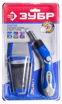 25284H14 — Набор зубр отвертка эксперт реверсивнорычажная  SL 3  4  5  6  7мм  PH№ 0  1  2  3  PZ№ 1  2  3  чехол  14 пред. ЗУБР