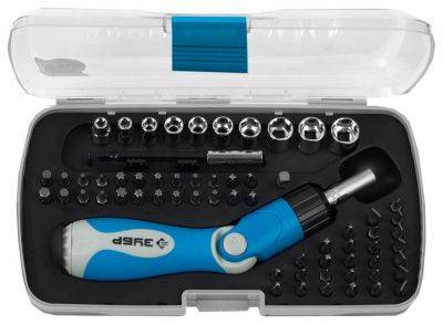 25287H64 — Набор зубр отвертка эксперт реверсивнорычажная с насадками удл. с магнит.фикс. HEX1/4SQ1/4 в пласт. боксе 64пред. ЗУБР