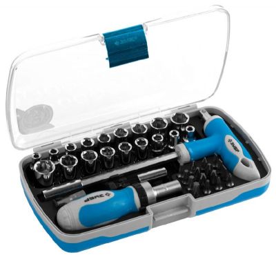 25289H38 — Набор зубр отвертка эксперт реверс. с насадками  2хкомп. ручка  битодерж. с тобраз. ручкой  в пласт.боксе  38пред. ЗУБР