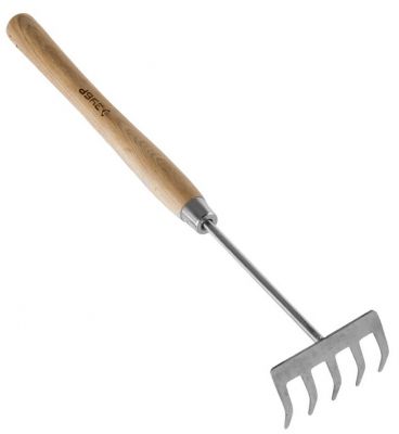 439473 — Грабельки зубр эксперт из нержавеющей стали  деревянная ручка из ясеня  5 прямых зубцов  88X65X480мм ЗУБР