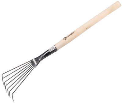 439475 — Грабельки зубр садовые из нержавеющей стали  7 круглых зубцов ЗУБР