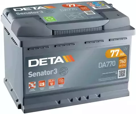 DA770 — Аккумулятор(емкость а/ч. 77, напряжение v 12) DETA