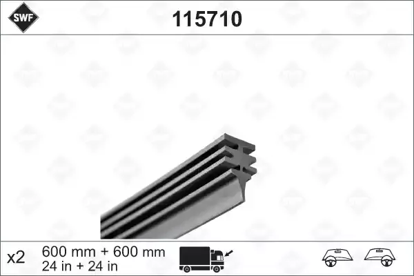 115710 — Вставка щетки Cтеклоочистителя, компл 600/600мм SWF